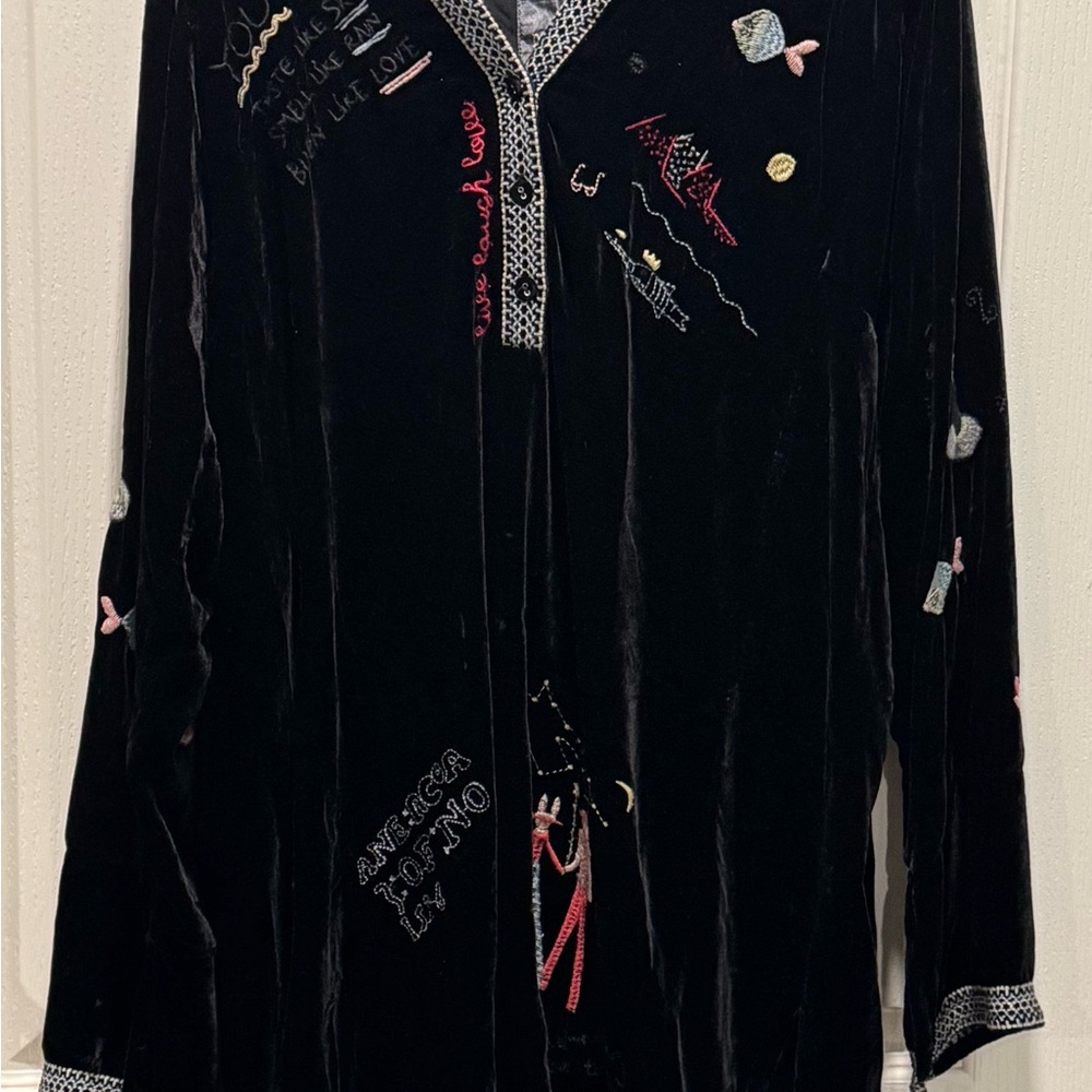 Johnny Was Black Embroidered Dress